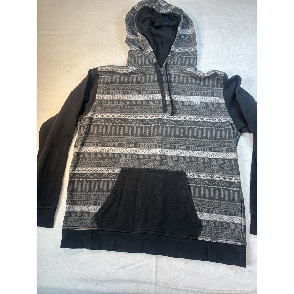The North Face Nordic Size Large Gray/black Fair Isle Sweatshirt Hoodie